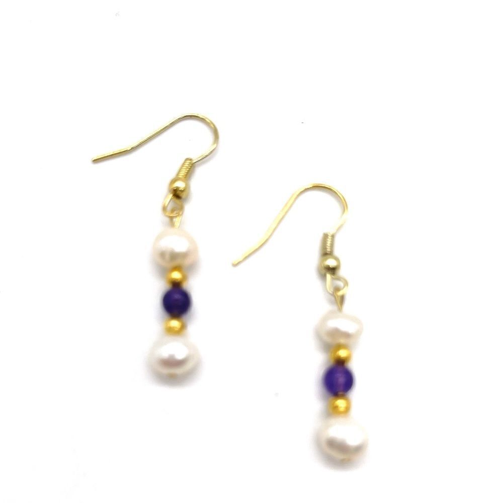 Fresh Water Pearls and Amethyst Dangle Earrings